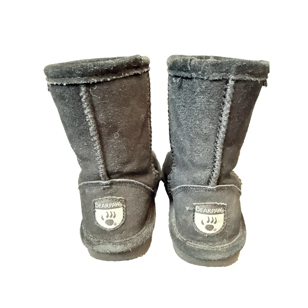 Bearpaw Girls Black Suede Emma Winter Boots Size 10 Shoes